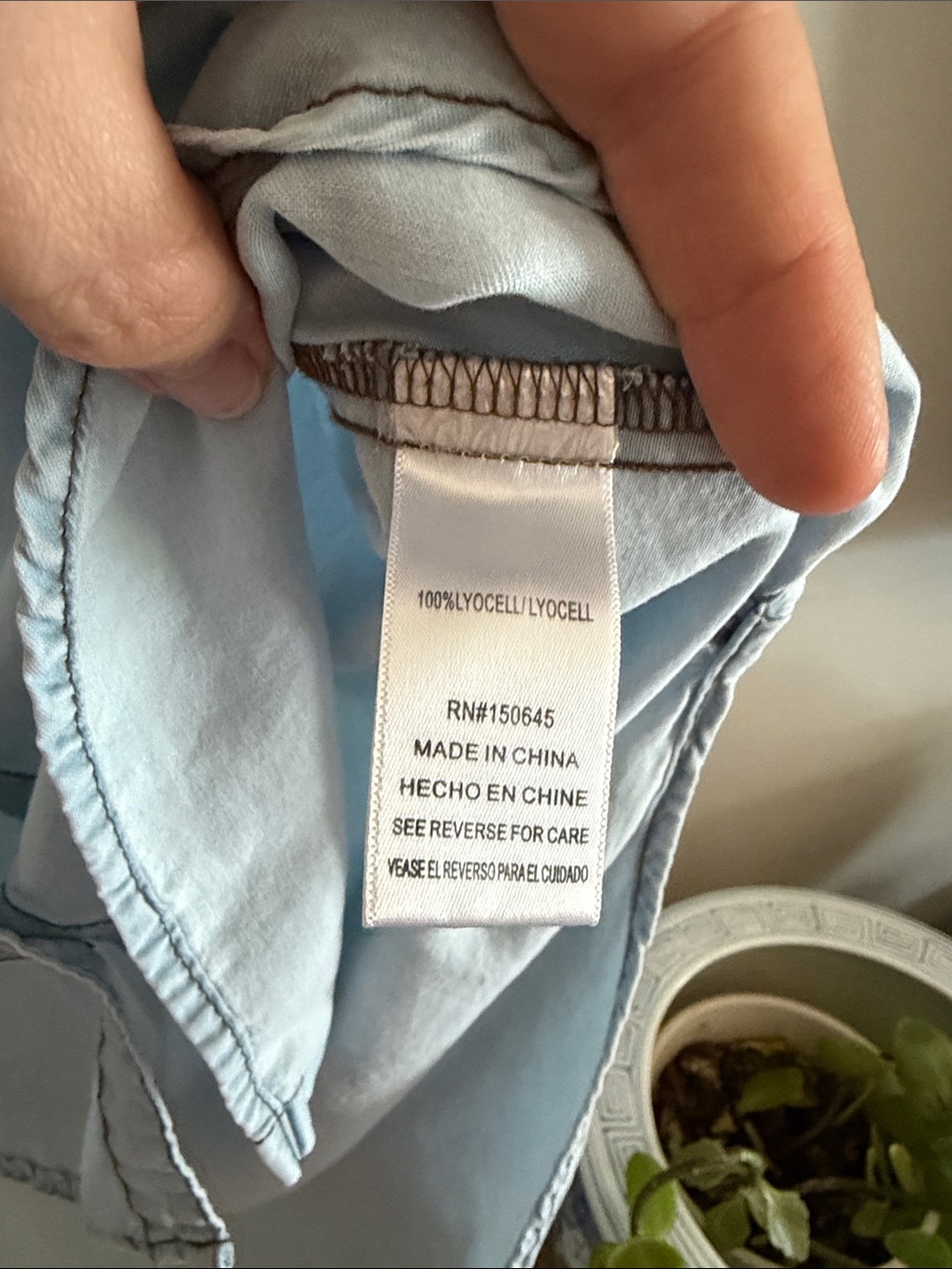 Versona Light Blue Denim Button-Down Shirt - Picture 5 of 6
